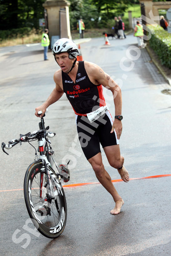 In transition at Alnwick Castle during the Bamburgh Triathlon